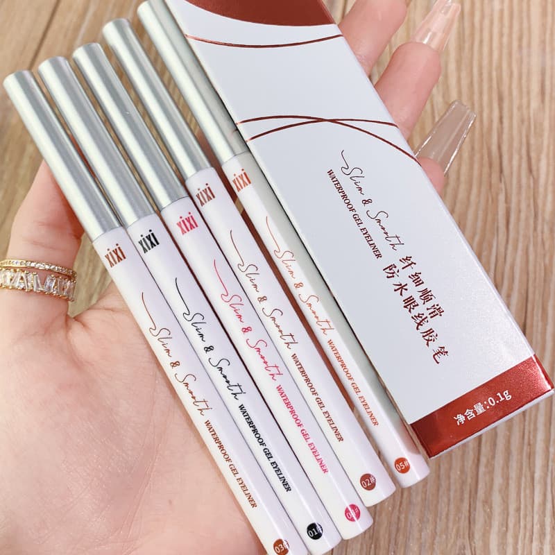[Estoque pronto] xixi Slim Smooth Waterproof Eyeliner Gel Pen Maquiagem ultrafina à prova d'água sem manchas Pseudo-Make