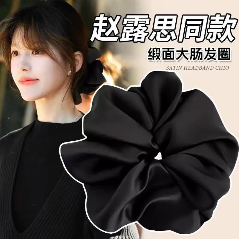 Zhao Lusi Mesmo Estilo Cetim Scrunchy Laço de Cabelo Feminino High-End Baixo Rabo de Cavalo Cabeça Corda Alta Elástica B