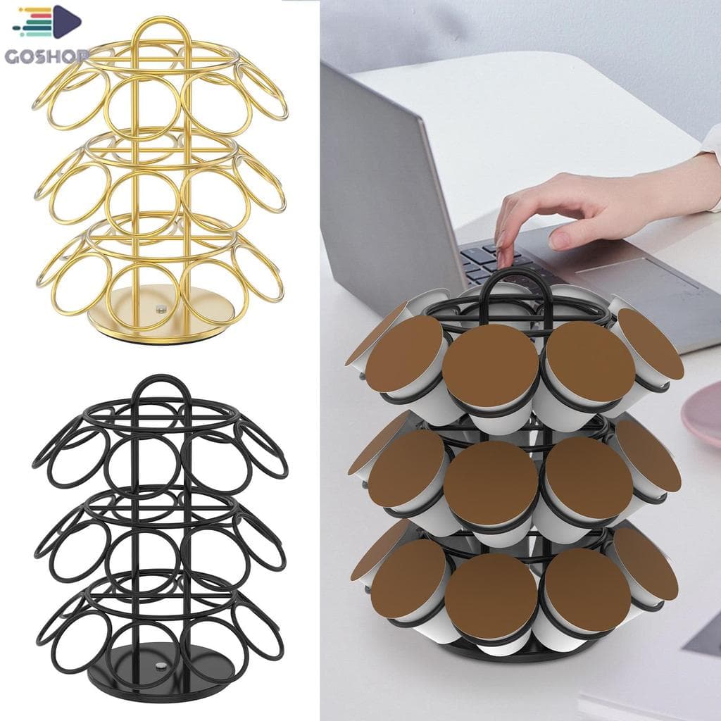 360 Graus Rotativo Café Pod Armazenamento 27 Copo Rack Metal Cuppa Cápsula Organizador Para Bancada Shopbc1903