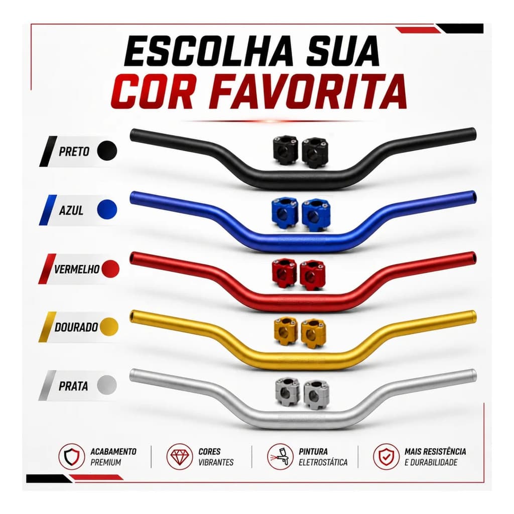 Guidão Esportivo Fat Bar Alto 28mm Lander Xtz Crosser Moto Guidao Bros 125 150 160 Xre 300 Universal
