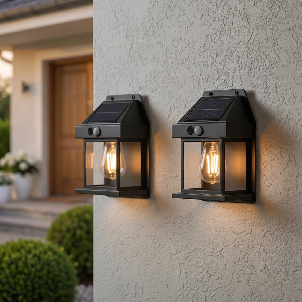 Luminária Arandela solar de parede externa Sensor de movimento led de filamento iluminação