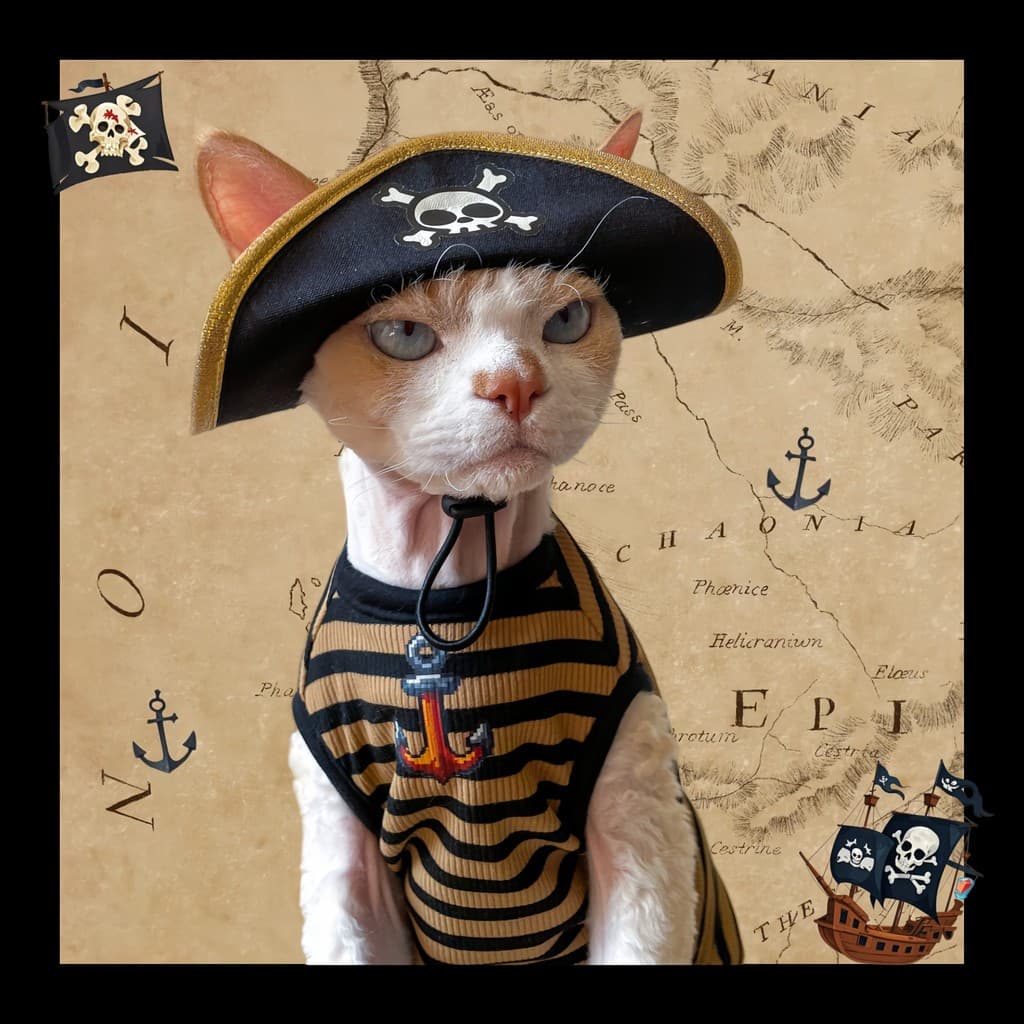 MUAMUABABY Esfinge Cat Alemão Furless Cat Roupas Verão Fino Roupas para Animais de Estimação Colete Listrado