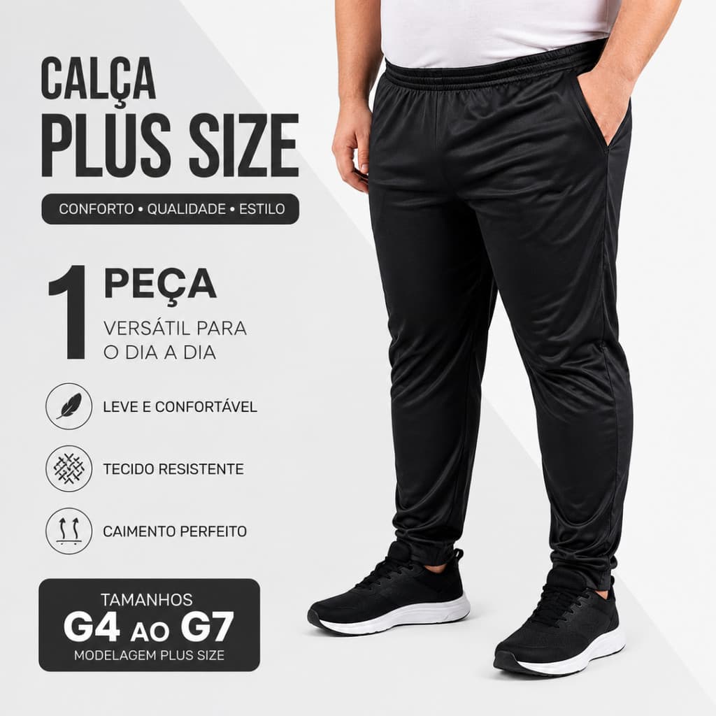 Calça Masculina Plus Size Moletom Flanelada Casual G4 G5 G6 G7