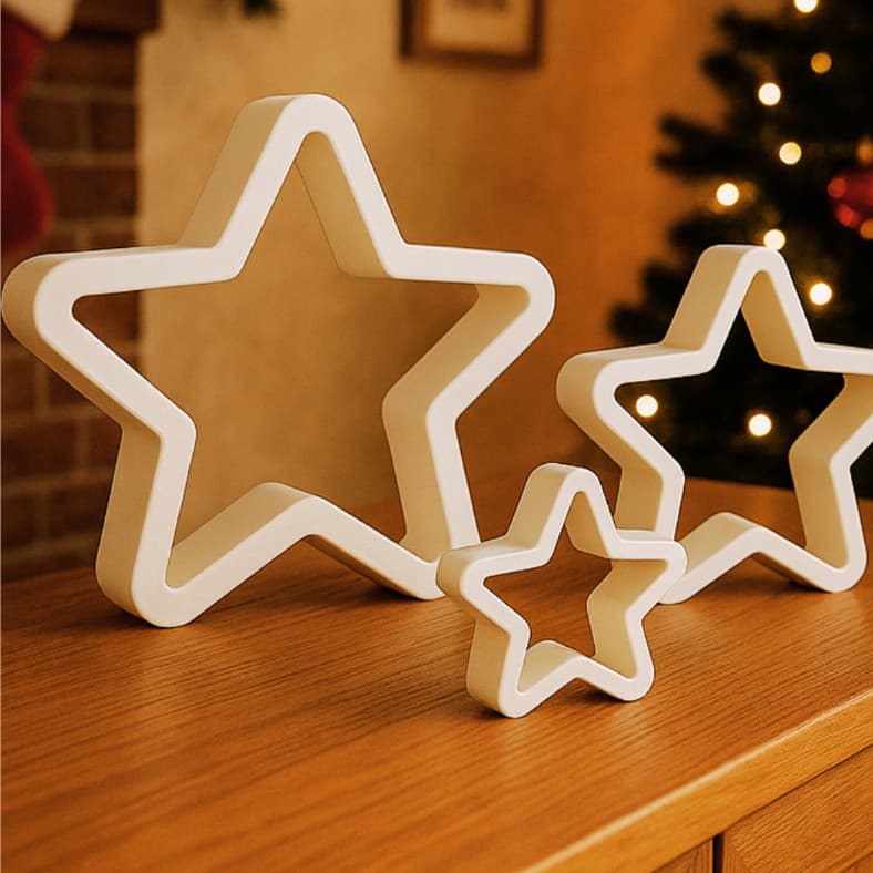 Estrelas Decorativas de Natal Kit com 3 Estrelas lembrancinha elegante