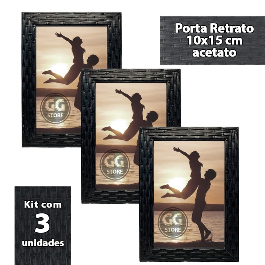Kit 3 Porta Retratos 10x15 Decorativos Super Luxuoso Familia Filhos Amigos