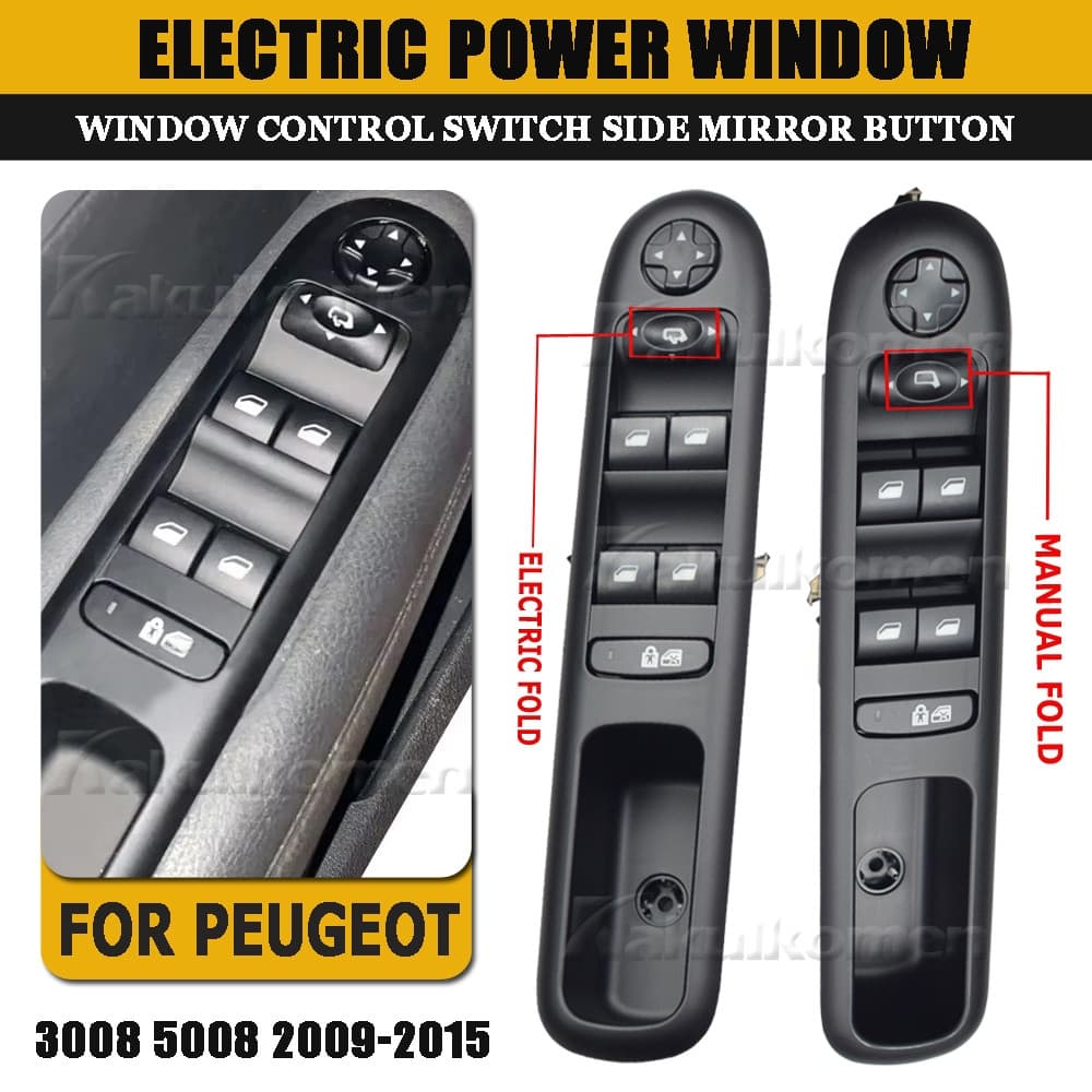 Interruptor principal do vidro elétrico, interruptor do elevador da porta dianteira esquerda, adequado para Peugeot 3008