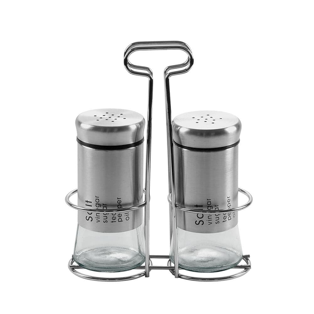 Conjunto Saleiro e Pimenteiro com Suporte para Servir
