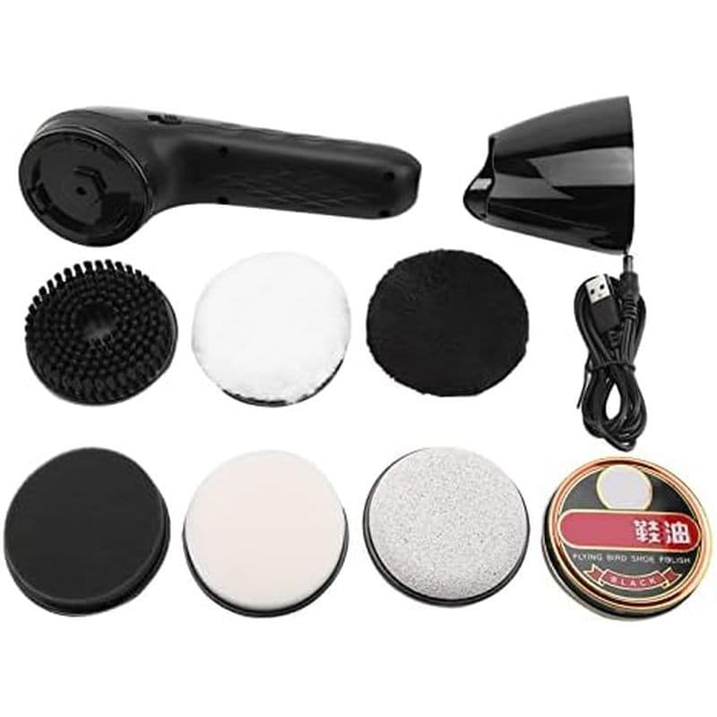 Haofy Electric Shoe Brush Polisher Kit Portátil 6 Em 1 Com 6 Cabeças De Escova Limpador De Couro Sem Fio Recarregável US