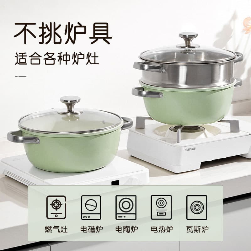 [Novo produto] panela de sopa de cerâmica verde abacate panela antiaderente doméstica panela de guisado de cerâmica dupl