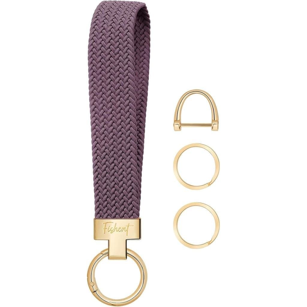 Chaveiro de Pulso Elástico Fishent, Chaveiro Fofo, Cordão de Pulso Trançado para Chaves de Carro com 3 Argolas e Anel D