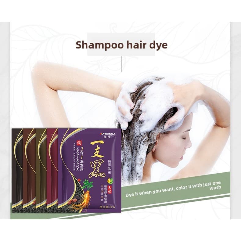 Meidu One Black Bubble Dye 30g Saco Independente 3 em 1 Lavagem Tingimento Extrato de Planta Cobertura Doméstica Cabelo