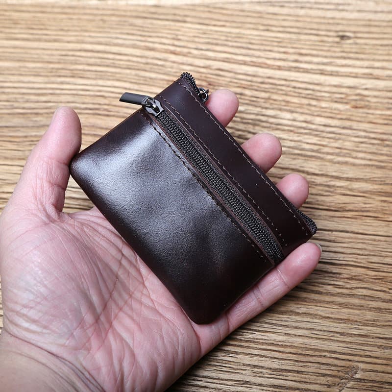 dompet kulit lelaki original dompet beg dompet lelaki Couro genuíno Mini bolsa de moedas primeira camada zíper pequeno t