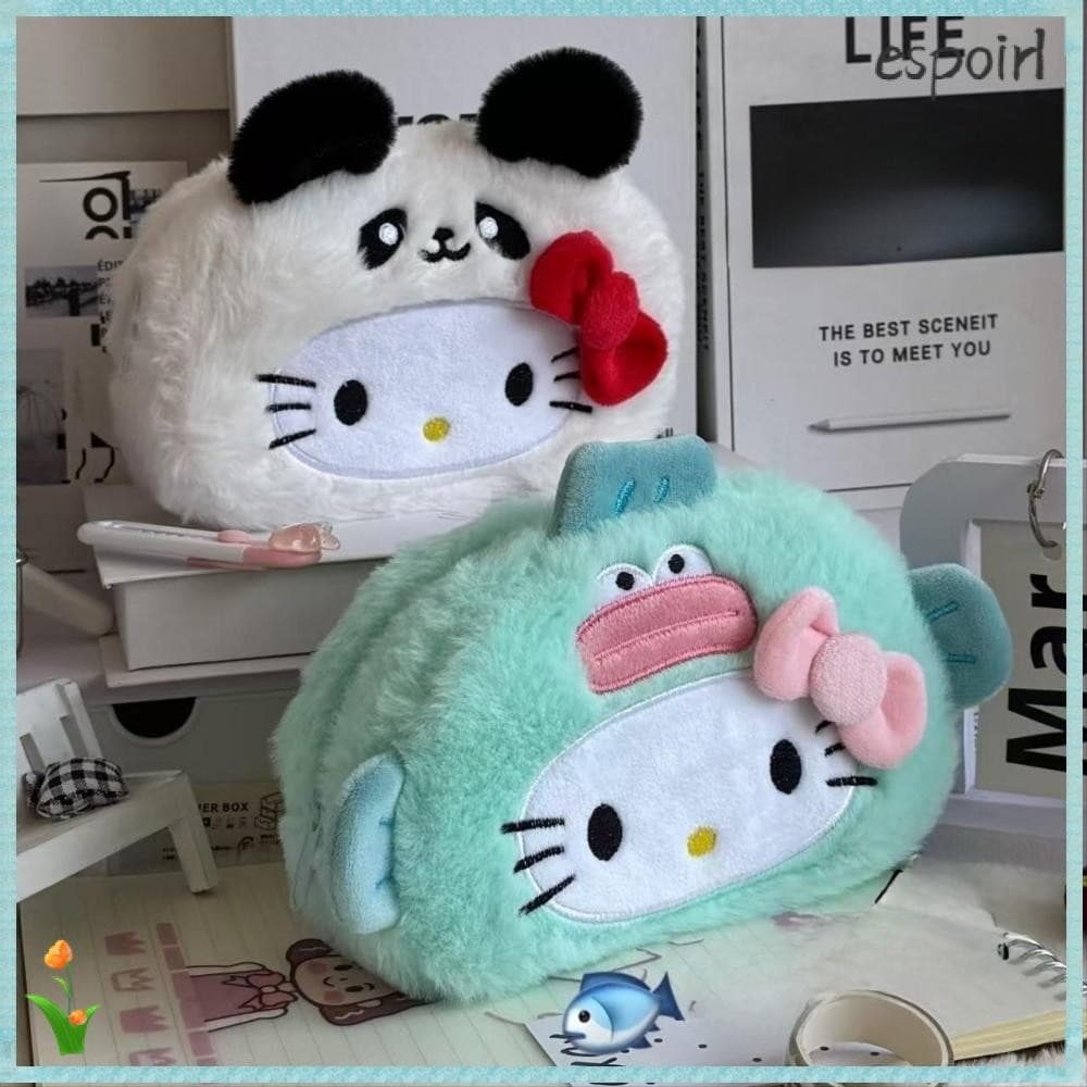 Lápis ESPOIR , Bolsa De Caneta Hello Kitty/Capybara De Desenho Animado De Pelúcia , Material Escolar Organizador De Pape