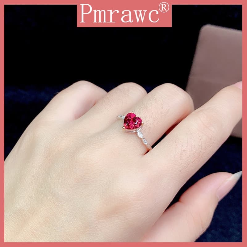 Anel Em Formato De Coração Vermelho E Rosa