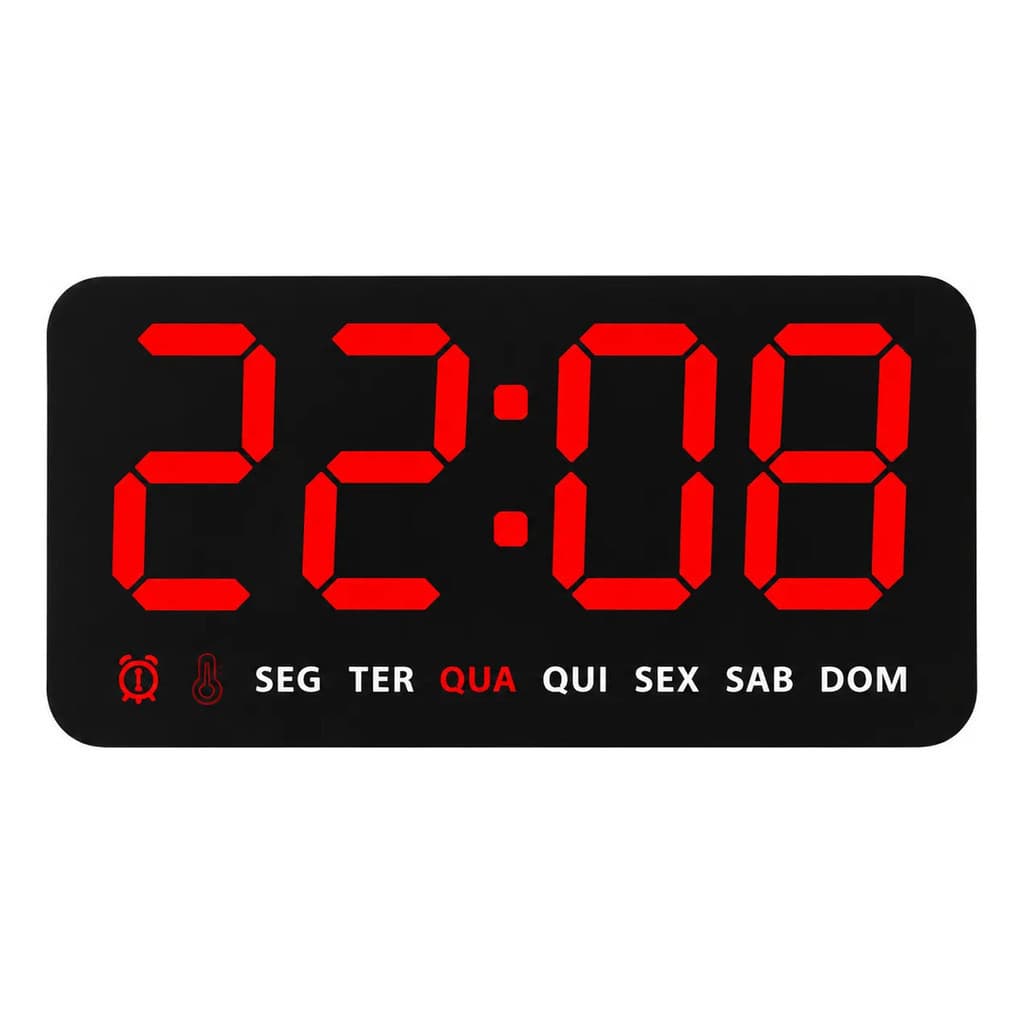 Relógio Digital Led Parede Alarme Calendário Temperatura