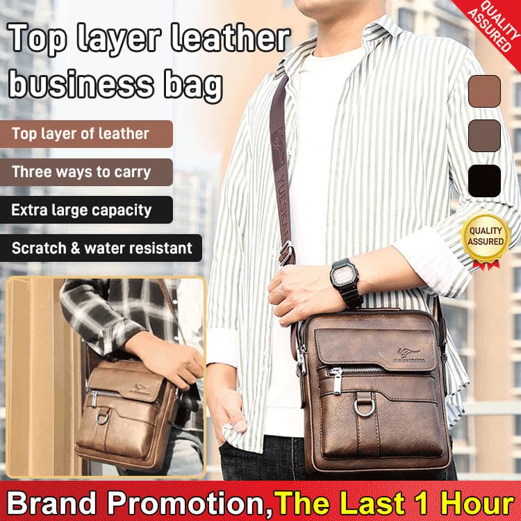 【Couro Premium】SL cabeça de couro masculino bolsa de trabalho Pasta/Transversal/Resistente