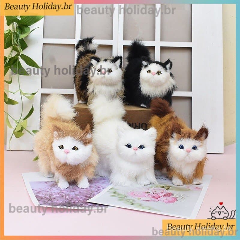 Modelo de pêlo de gato mini simulado ML gato de pelúcia presente de aniversário infantil imita brinquedos de pelúcia PVQ