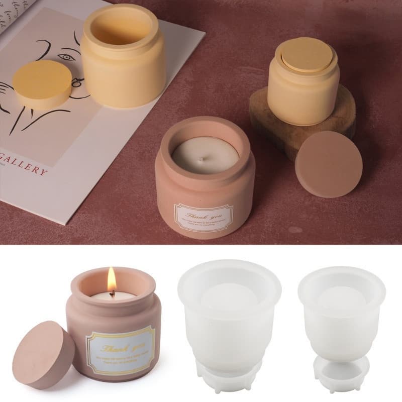 Sobre Moldes Resina Silicone Para Pote Tampa Copos Cimento Pequenos