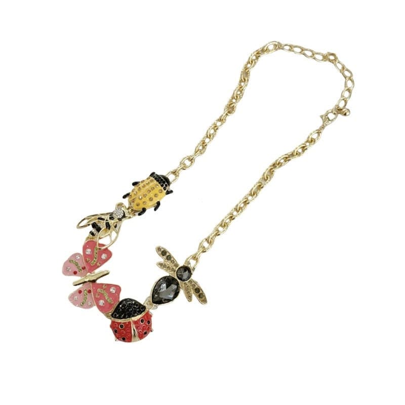 QUICKR Liga Inseto Pingente Colar Comprimento Ajustável Joaninhas Borboleta Neckchain Jóias Coloridas Para Ela