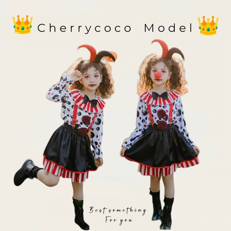 Circo Halloween menina palhaço traje cosplay festa Harry palco crianças diabo bruxa vestido de princesa