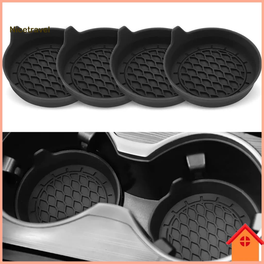 Anti-slip Car Coaster Durable Cup Holder Mat Non-slip Silicone with Raised Edge Anti-rattle Auto Drink Pad for Cars for