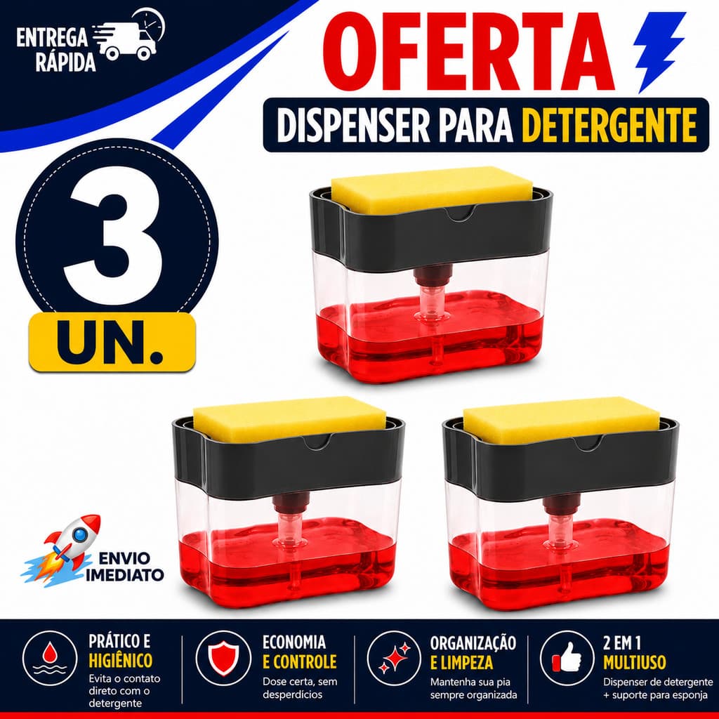 DISPENSER DE DETERGENTE PARA PIA ORGANIZADOR COZINHA ÁREA GOURMET