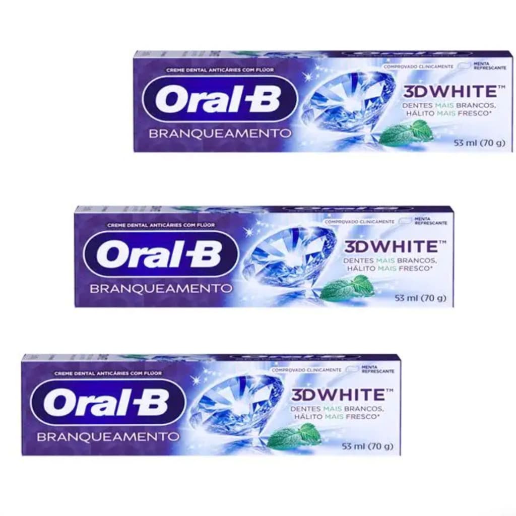 Kit C/3 Creme Dental Oral-B 3D White Brilhante Fresh 70g
