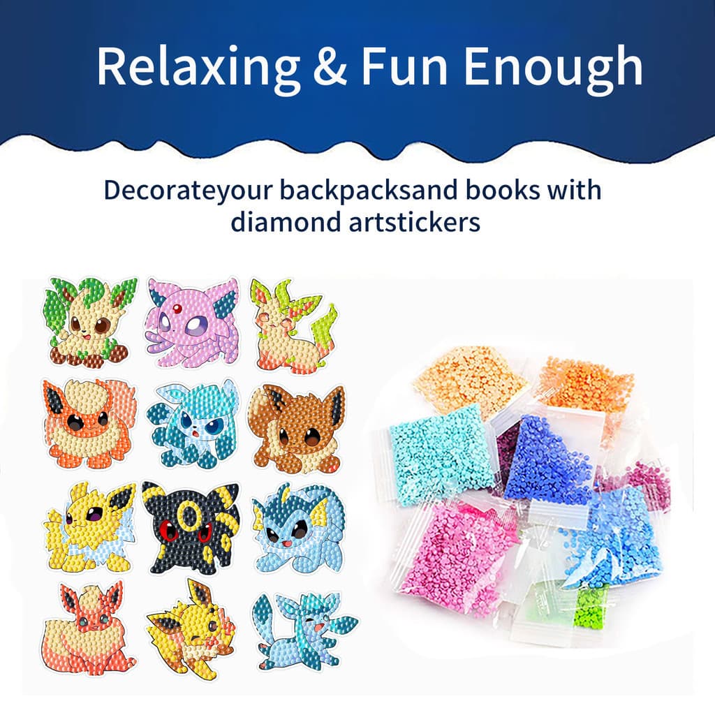 Crianças Criativas Pintura Diamante Artesanal Diy Pokémon Quebra-Cabeça Adesivo Decoração