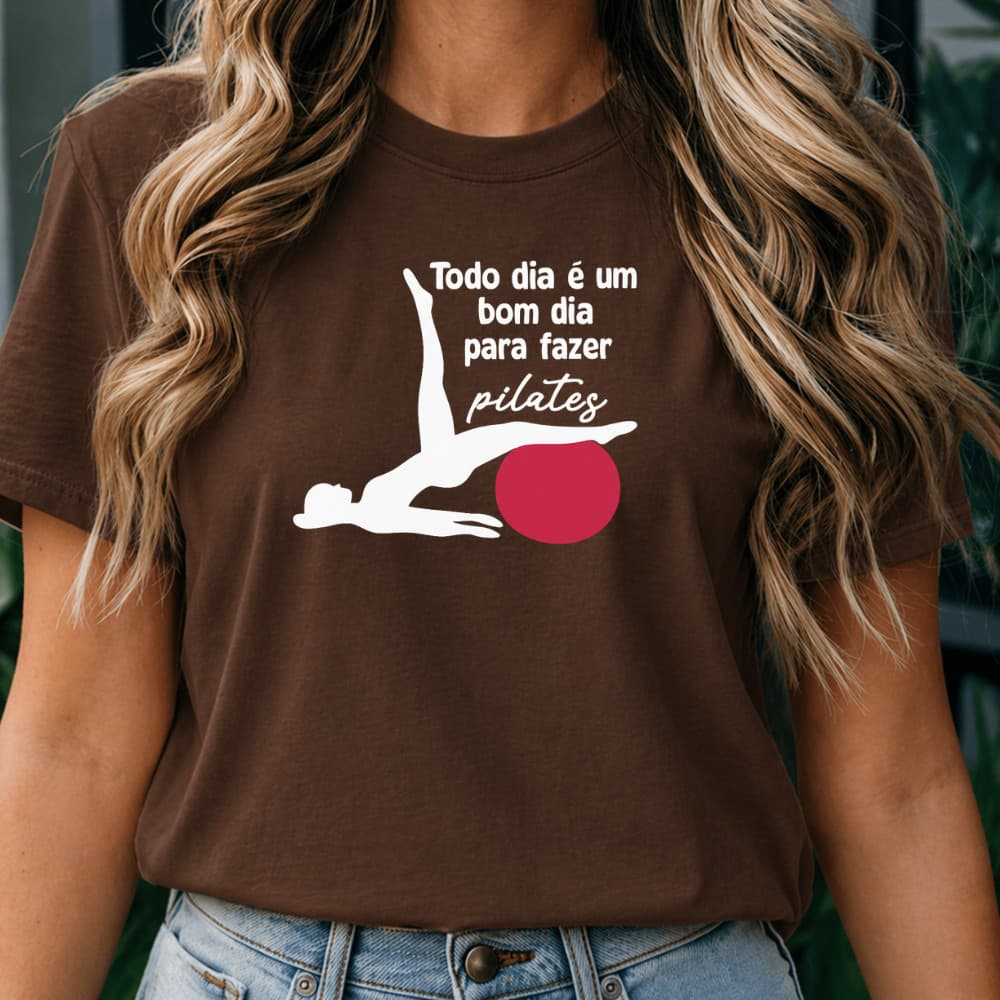 Camiseta  Feminina Pilates Fitness T Shirt Fisioterapia Educação Física Camisa Básica Frase Camisa Estampada em DTF.