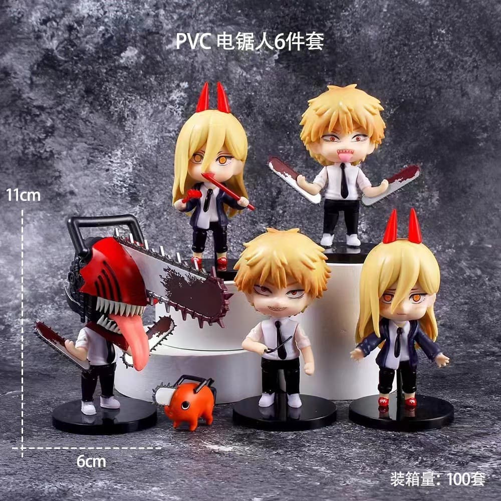 1 peça/2 peças/3 peças/6 peças/conjunto Figura de PVC do anime japonês "Chainsaw Man" Dango Bocchi, Power, Kibami, Nino
