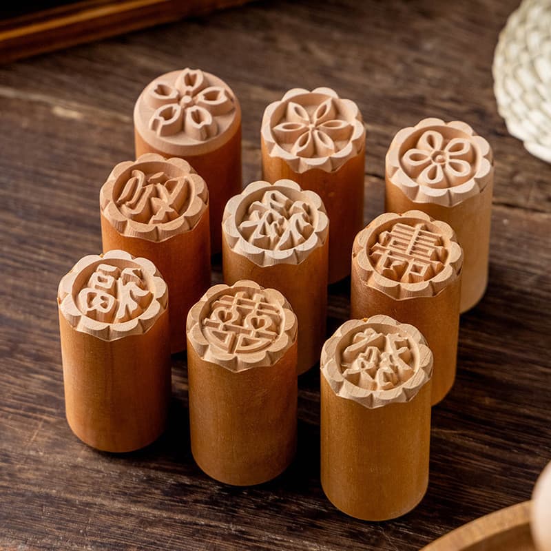Molde de madeira para mooncake, pão cozido no vapor, pastelaria estilo Suzhou, macarrão, caractere "Fu", molde p
