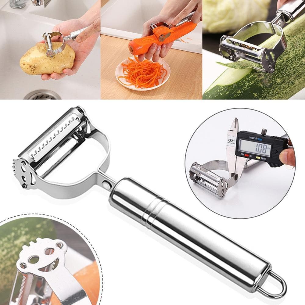 Multifuncional De Aço Inoxidável Frutas Vegetais Duplo Aplainamento Ralador Cozinha Gadget Descascador