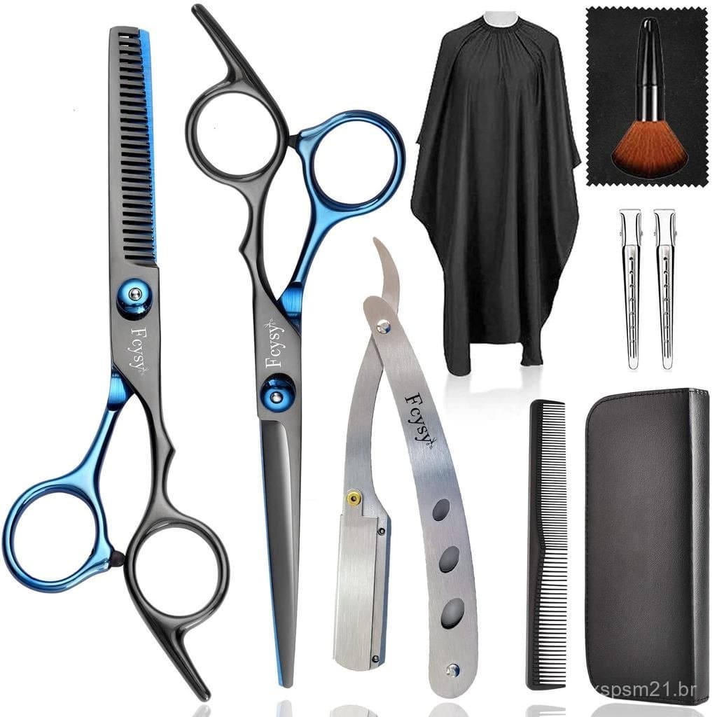 Kit de Tesouras para de Cabelo, Conjunto de Tesouras Profissionais para Barbeiro Fcysy com Tesoura de Cabelo e Tes