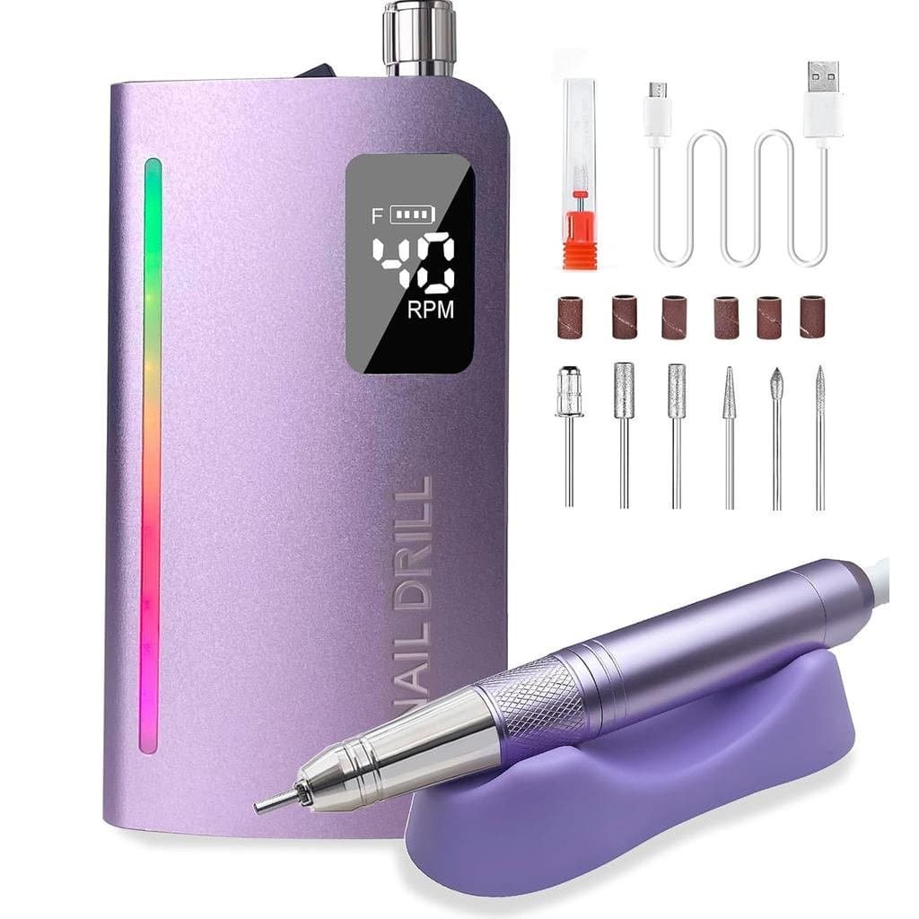 Máquina de Lixar Unhas Elétrica - Lixa de Unhas Profissional 2 em 1 com Motor Sem Núcleo, 40000 RPM, 6000mAh, Lixa Elétr