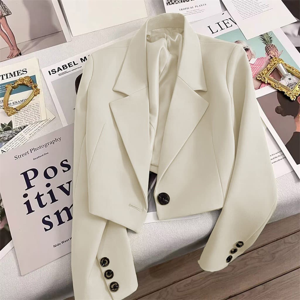 Jaqueta Curta Casual de Cor Sólida, Casaco Solto Estilo Britânico, Adequado para Uso em Compras M1JI NRKF