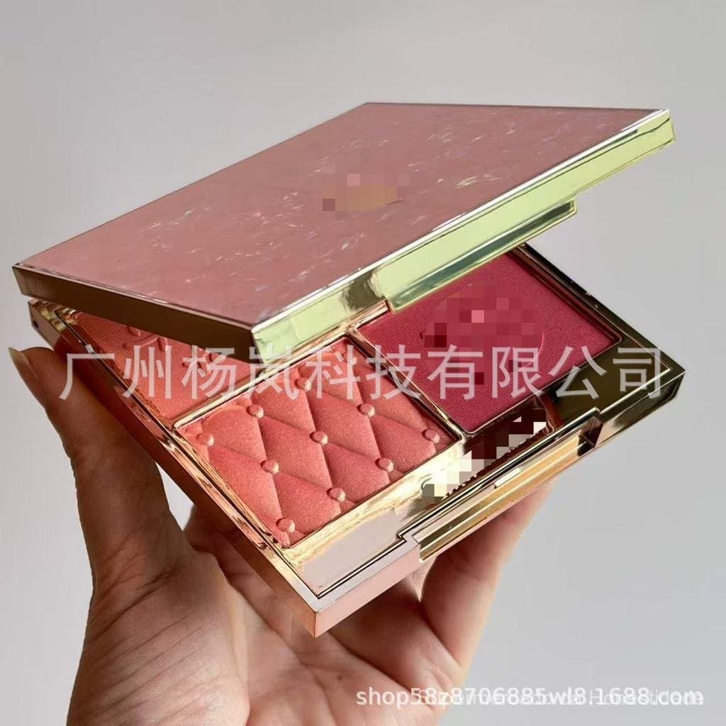 Paleta facial de blush iluminador de quatro cores, paleta de sombras em formato de concha, compacto em pó.
