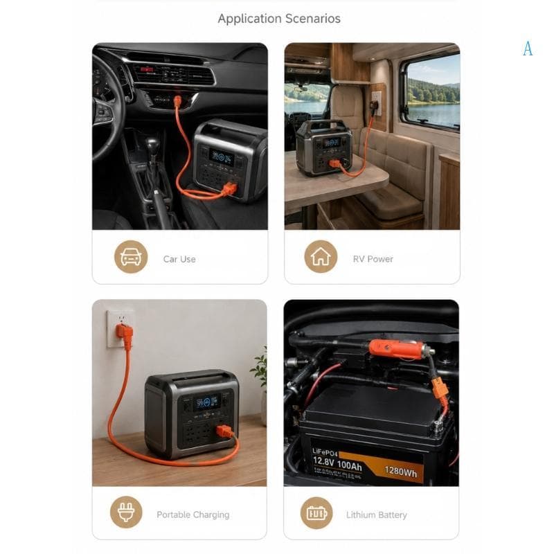 Carregamento Veículo Feminino Laranja XT60i 12V Saída Carro Para Equipamento Energia Acampamento