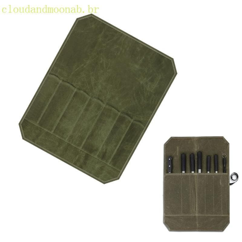 CLO Saco Rolo 7 Slots Sacos Lona Encerada Para Chefs Bolsa Casa Kitc