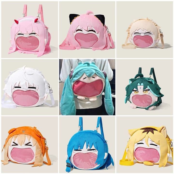 <           Coleção! 32 Estilos de Mochilas de Pelúcia de Anime, Bolsa Transversal Blue Lock/Genshin Impact/Haikyuu/H
