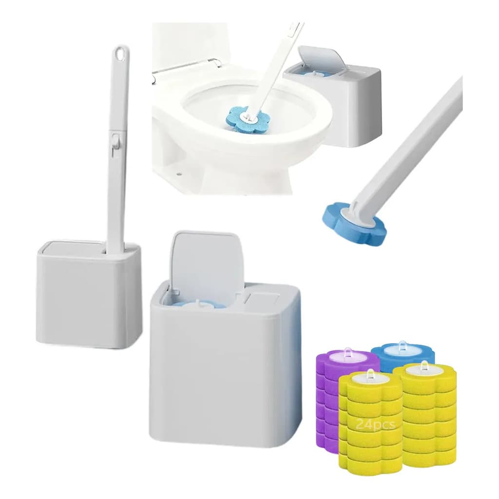 Disposable Toilet Brush with 24 Refills and Wall Mount