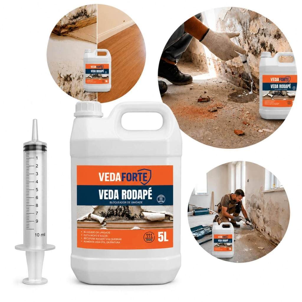 Veda Rodapé Bloqueador de Umidade Veda Forte 5L + Seringa 10ml