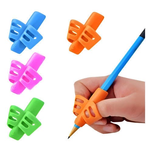 3 Adaptadores Escrita Apoio De Dedos Ergonômico Segura Lápis