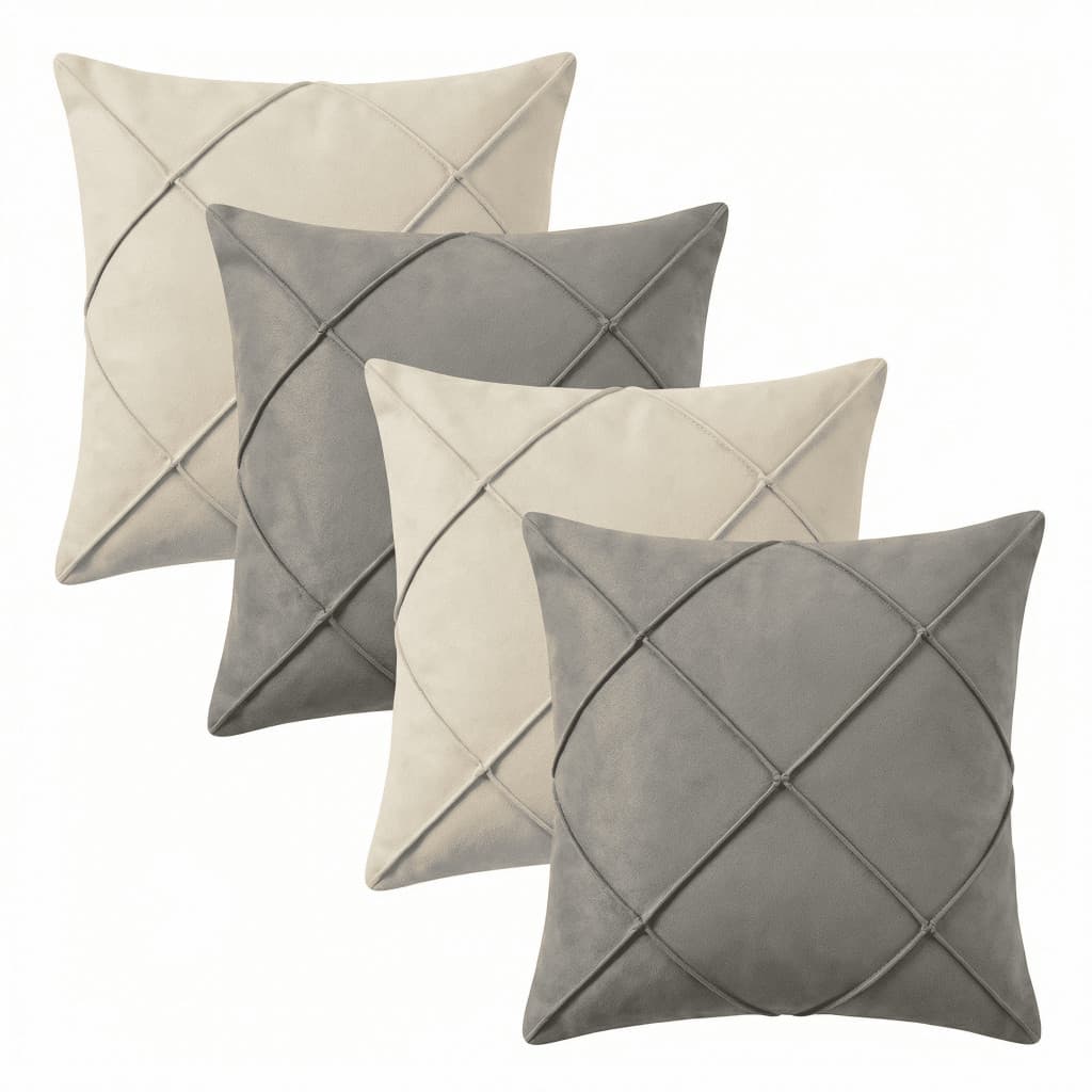 Kit 4 Capas de Almofada 40x40 Suede Premium Drapeada Decorativa Zíper Luxo