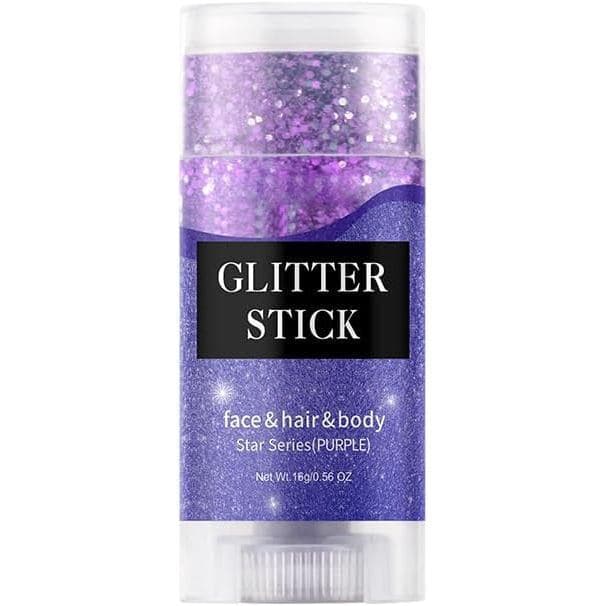Bastão de glitter roxo para o corpo, tinta holográfica com lantejoulas para brilho facial, adequado para maquiagem de ro
