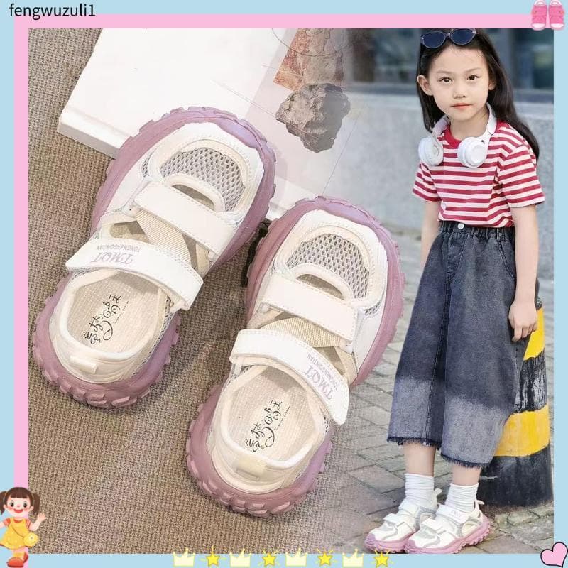 Meninas sandálias verão 2025 novo estilo crianças sapatos de verão sapatos de sola macia meninas sapatos de malha respir