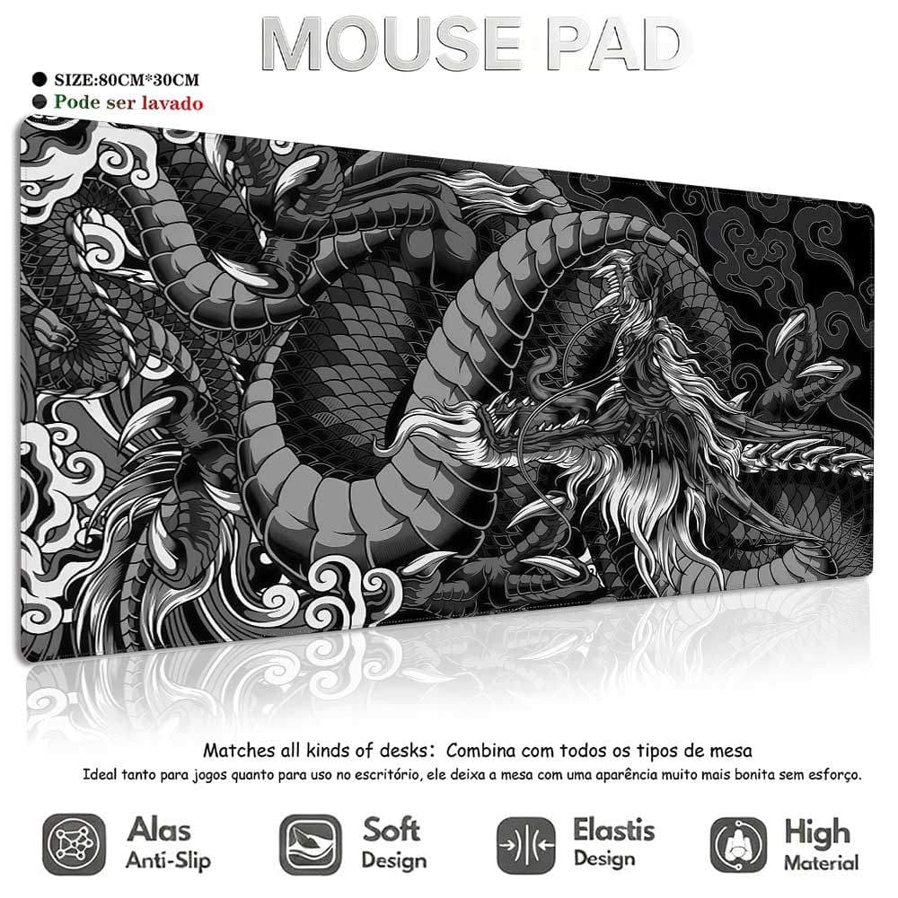 Mouse Pad Anime Premium, Tapete Gamer Profissional para Teclado e Mouse com Borda Costurada Reforçada