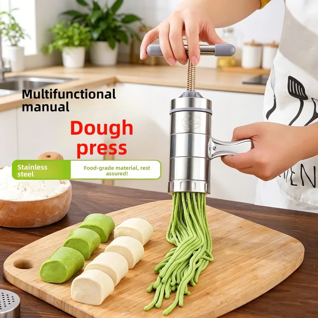 Manual doméstico de aço inoxidável fabricante de macarrão com manivela Manual máquina de prensagem de macarrão ninho de