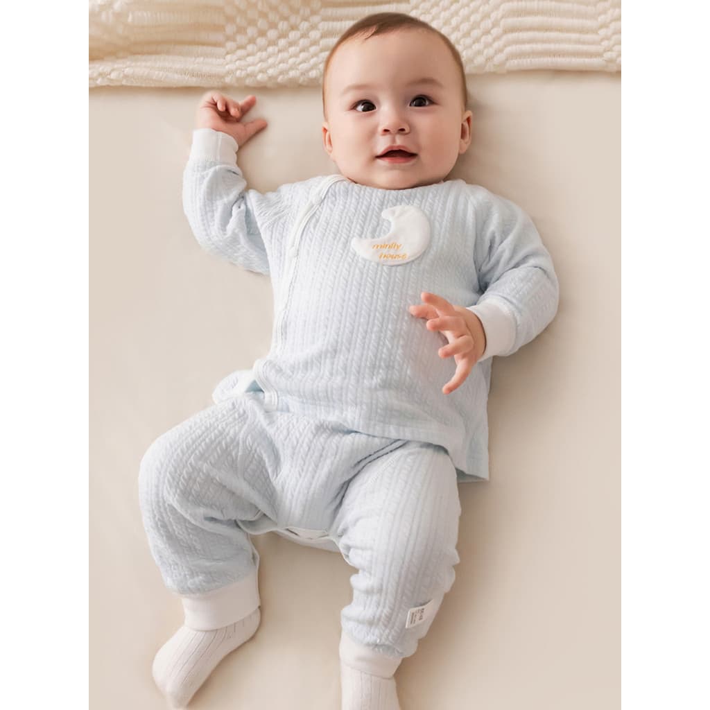 Dupla camada bebê Split terno primavera outono roupa interior roupas de outono calças compridas puro algodão bebê botão