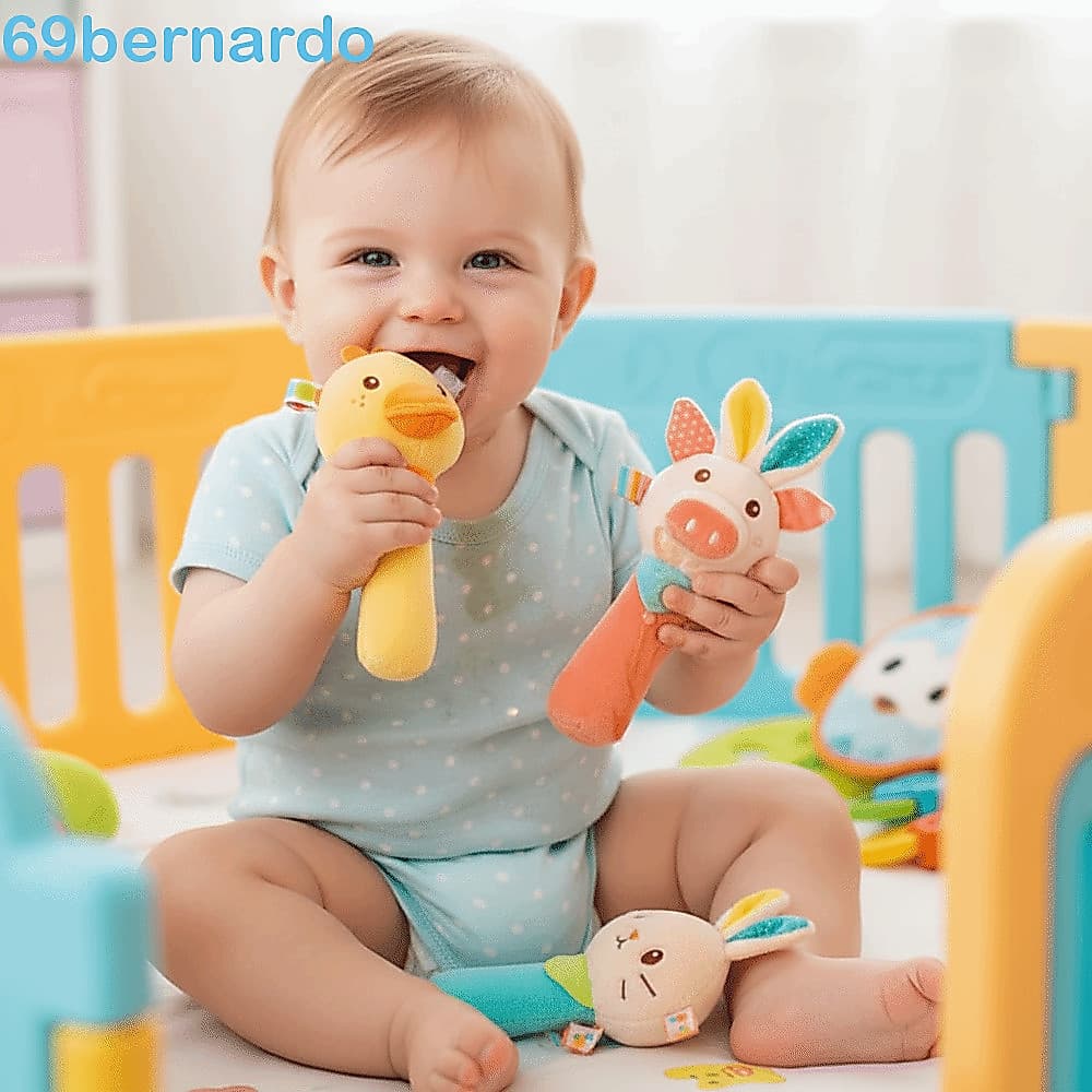 BERNARDO Chocalhos Para Bebês , Pelúcia Macia BB Call Voice Soft Stuffed Animal Chocalho , Brinquedos De Com Som Enrugad
