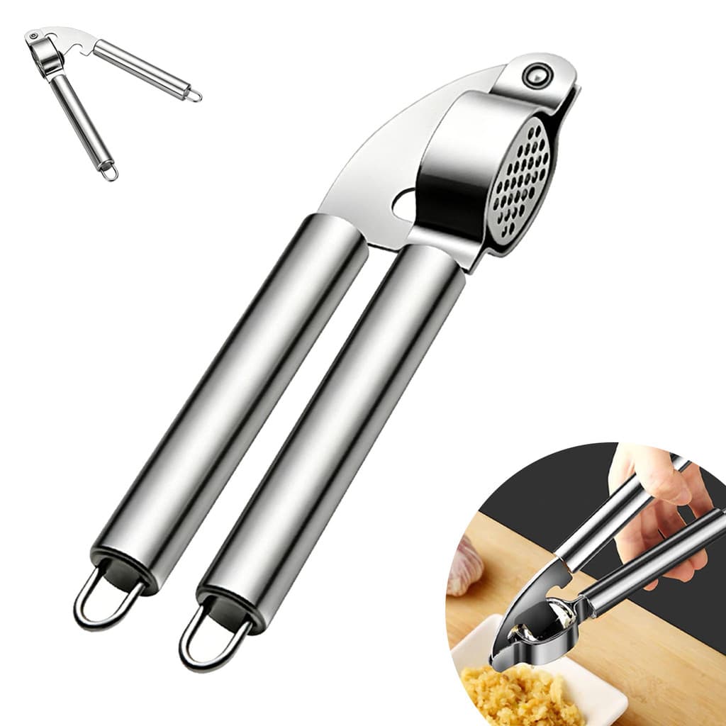 Esmagador de Alho Inox Prensador Manual Profissional 19cm – Resistente e Fácil de Limpar